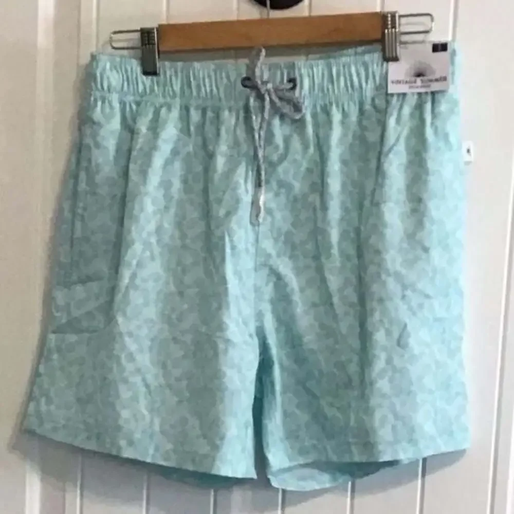Vintage Summer Men's Pineapple Print Volley Swim Shorts Large Mint Green